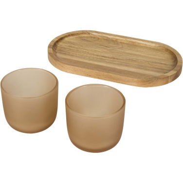 Logo trade promotional giveaway photo of: Male wooden serving tray and glass cups set