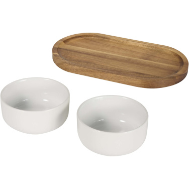 Logotrade promotional giveaway picture of: Noa wooden tray and ceramic serving bowls set