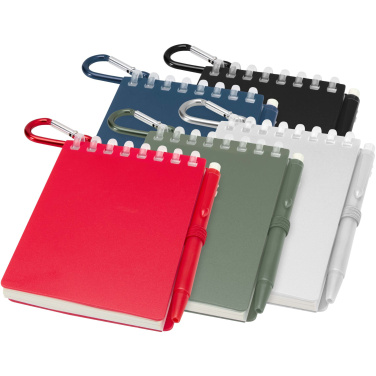 Logo trade promotional products image of: Lig Mini recycled outdoor soft cover notebook and ballpoint pen set (black ink)