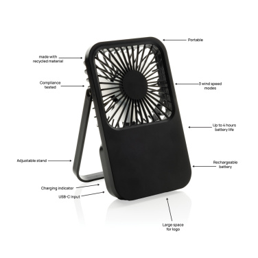 Logotrade promotional giveaways photo of: Aervina RCS recycled plastic re-chargeable desk fan