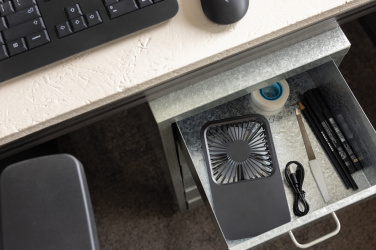 Logotrade corporate gift picture of: Aervina RCS recycled plastic re-chargeable desk fan