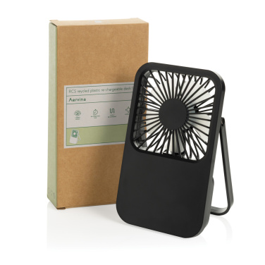 Logo trade promotional gift photo of: Aervina RCS recycled plastic re-chargeable desk fan