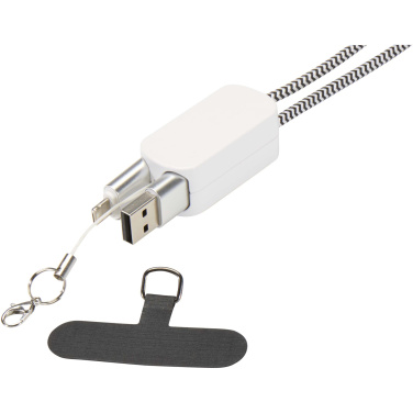 Logotrade promotional item image of: Anser recycled plastic smartphone lanyard with 27W 5-in-1 built-in cable