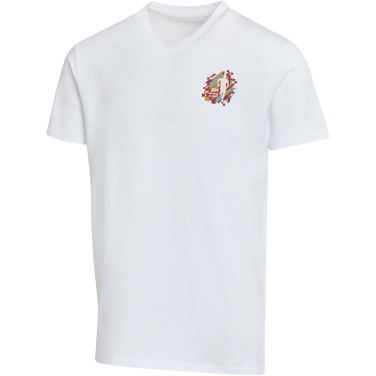 Logo trade promotional giveaways image of: Balfour 200 g/m² short sleeve v-neck unisex OCS organic t-shirt
