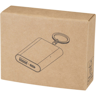Logo trade promotional giveaway photo of: Arcturus 2000 mAh recycled aluminium power bank with keychain
