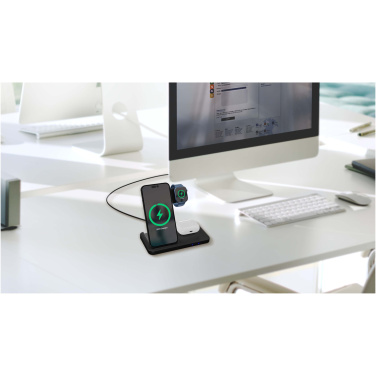 Logo trade business gift photo of: SCX.design W28 3-in-1 wireless charging base with phone stand
