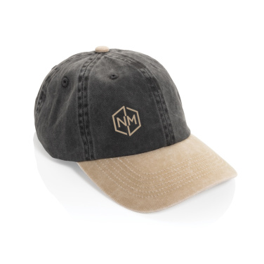 Logo trade corporate gifts image of: BEAU AWARE™ Washed 6 panel 270gsm cotton twill two tone cap