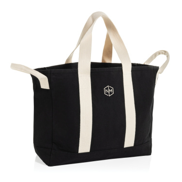 Logo trade promotional merchandise image of: BEAU AWARE™ Beach bag 400gsm recycled canvas, with side hand