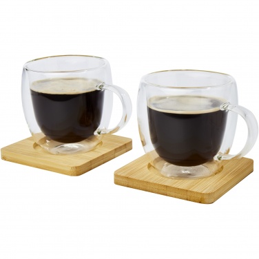 Logotrade reklaamkingid pilt: Manti 2-osaline 250 ml topeltseinaga klaasist tass bambusest alusega 