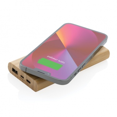 Logo trade ärikingid foto: Bambusest 8000 mAh 5W juhtmevaba akupank