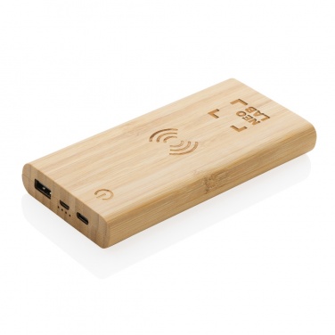 Logo trade ärikingituse pilt: Bambusest 8000 mAh 5W juhtmevaba akupank