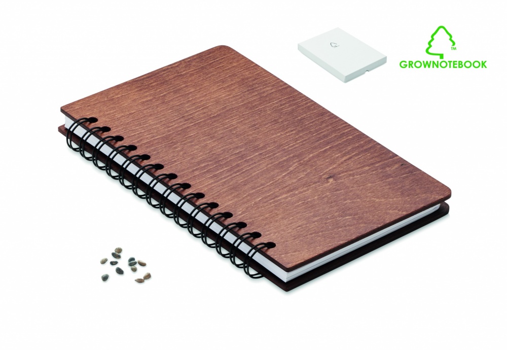 Logotrade meened pilt: A5 kasepuidust märkmik GROWBOOK™
