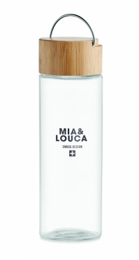 Logo trade reklaamtoote pilt: Klaaspudel 500ml bambusest kaas