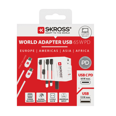 Logotrade ärikingid pilt: SKROSS World Travel Adapter MUV 65W PD USB C kaabliga