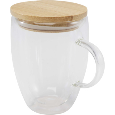Logo trade firmakingi pilt: Leona 350 ml klaastass bambusest kaanega
