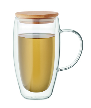 Logotrade meene foto: Topeltseinaga klaasist kruus kaanega 450ml