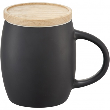 Logo trade liikelahjat tuotekuva: Heart 400 ml keraaminen muki puisella kannella/alustalla