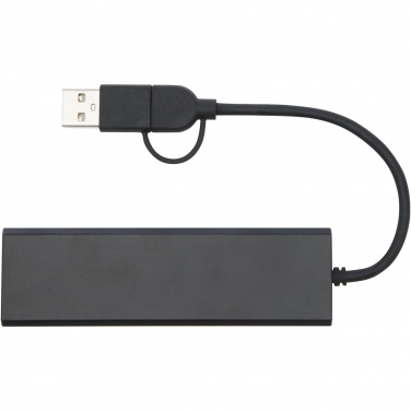Logo trade liikelahjat mainoslahjat kuva: Rise RCS-kierrätetystä alumiinista valmistettu USB 2.0 -keskitin