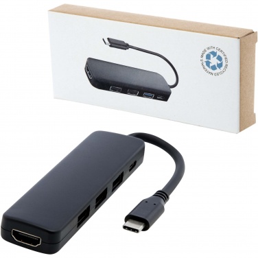 Logo trade mainoslahjat ja liikelahjat kuva: Loop RCS -kierrätetystä muovista valmistettu multimediasovitin USB 2.0–3.0 HDMI -liitännällä