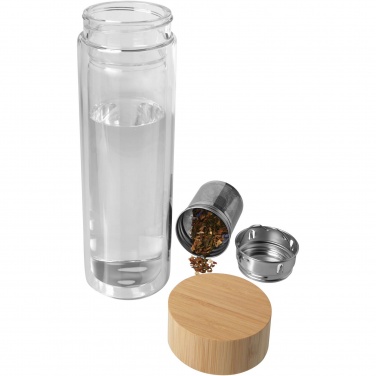 Logo trade liikelahja kuva: Bailey 400 ml:n borosilikaattilasinen infuusiopullo bambukannella