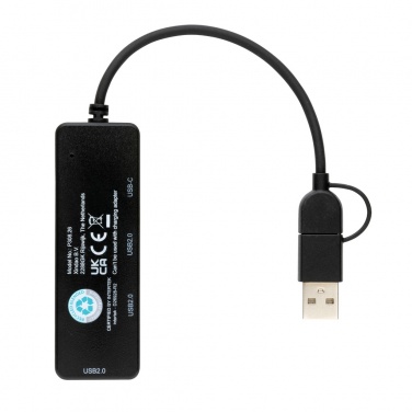Logo trade mainoslahja ja liikelahja tuotekuva: RCS USB hub tuplaliitännällä kierrätetystä muovista