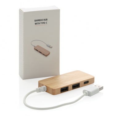 Logo trade liikelahjat tuotekuva: Bambuinen USB tyypin C hub