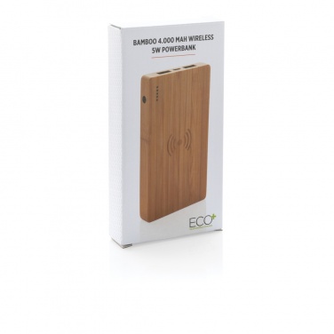Logo trade liikelahja kuva: Bamboo 4000 mAh:n langaton 5W varavirtalähde