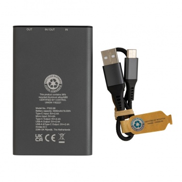 Logo trade mainoslahja kuva: Terra RCS virtapankki 5000mAh kierrätetystä alumiinista