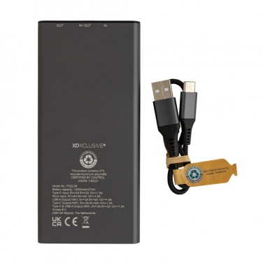 Logotrade mainoslahja tuotekuva: Terra RCS 18W virtapankki 10000mAh kierrätetystä alumiinista