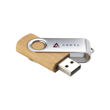 Logotrade mainoslahjat kuva: USB Twist Bamboo 16 Gt
