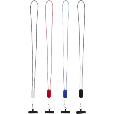 Logo trade liikelahja kuva: Anser kierrätetystä muovista valmistettu älypuhelinkaulanauha, jossa on 27 W:n 5-in-1-kaapeli