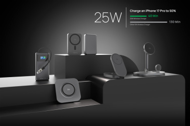 Logo trade mainostuote kuva: Quantum ultra-nopea 10 000 mAh magneettinen 25 W powerbank.