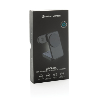 Logotrade reklaminės dovanos nuotrauka: Urban Vitamin Arcadia RCS plastikinis 15W 3in1 magnetinis įkroviklis