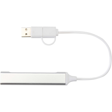 Logotrade verslo dovanos nuotrauka: „Alkaid“ 4 prievadų perdirbto aliuminio USB-A ir C tipo šakotuvas su dviguba įvestimi