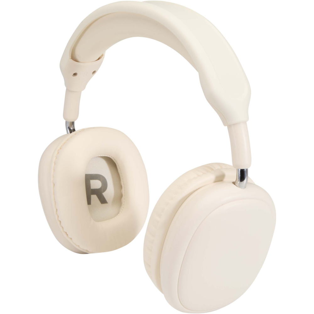 Logotrade verslo dovanos nuotrauka: „Alzir“ perdirbto plastiko belaidės „Bluetooth®“ ausinės, dedamos ant ausies