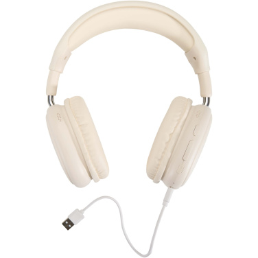Logotrade dovana nuotrauka: „Alzir“ perdirbto plastiko belaidės „Bluetooth®“ ausinės, dedamos ant ausies