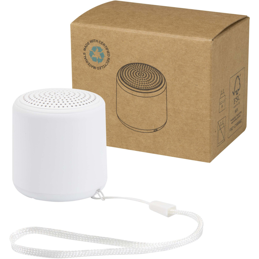 Logotrade reklaminės dovanos nuotrauka: „Velkis“ 3 W perdirbto plastiko belaidis „Bluetooth®“ garsiakalbis
