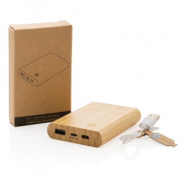 Logotrade biznesa dāvanas foto: Bambusa 5000 mAh jaudas banka