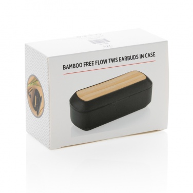 Logotrade biznesa dāvanas foto: Bamboo Free Flow TWS austiņas maciņā