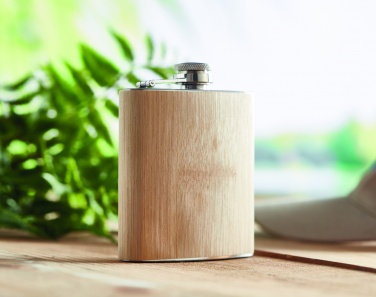Logotrade ziemassvētku dāvanas foto: Bamboo slim gurnu kolba 170ml