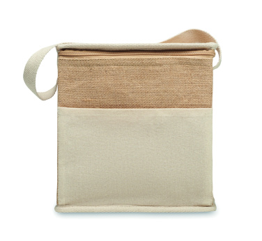Лого трейд бизнес-подарки фото: Jute and canvas cooler bag 3L