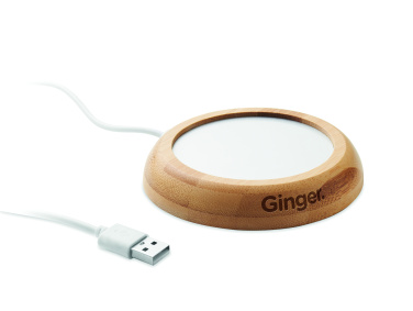 Лого трейд бизнес-подарки фото: Bamboo mug warmer with USB