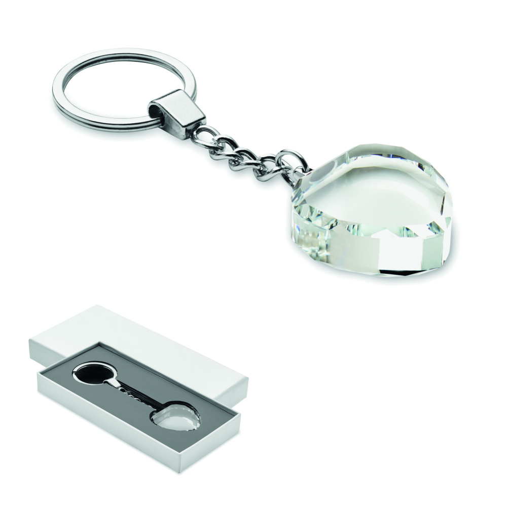 Логотрейд pекламные подарки картинка: Glass heart award key ring