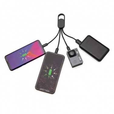 Logotrade presentreklam bild: 4-i-1 kabel med karbinclip