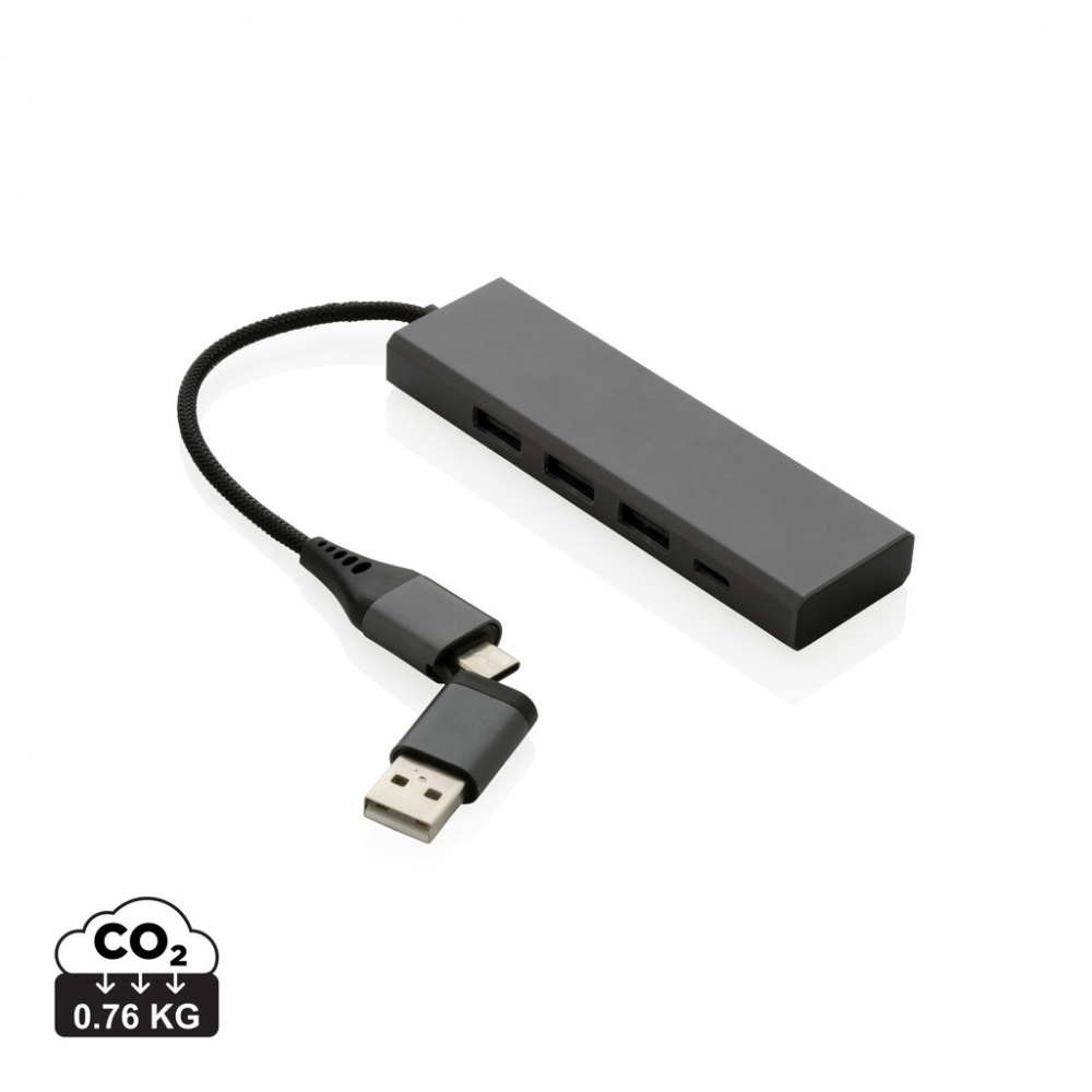 Logotrade profilreklam bild: Terra hub med 3 USB portar i RCS återvunnen aluminium