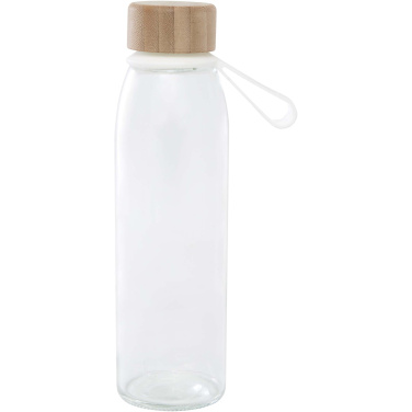 Logotrade reklamprodukter bild: Porto 500 ml vattenflaska av glas med silikonhandtag och bambulock