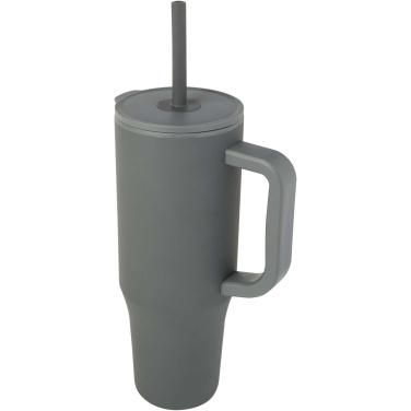Logotrade kampanjprodukter bild: Brady 900 ml RCS-certifierad isolerad mugg med silikonsugrör