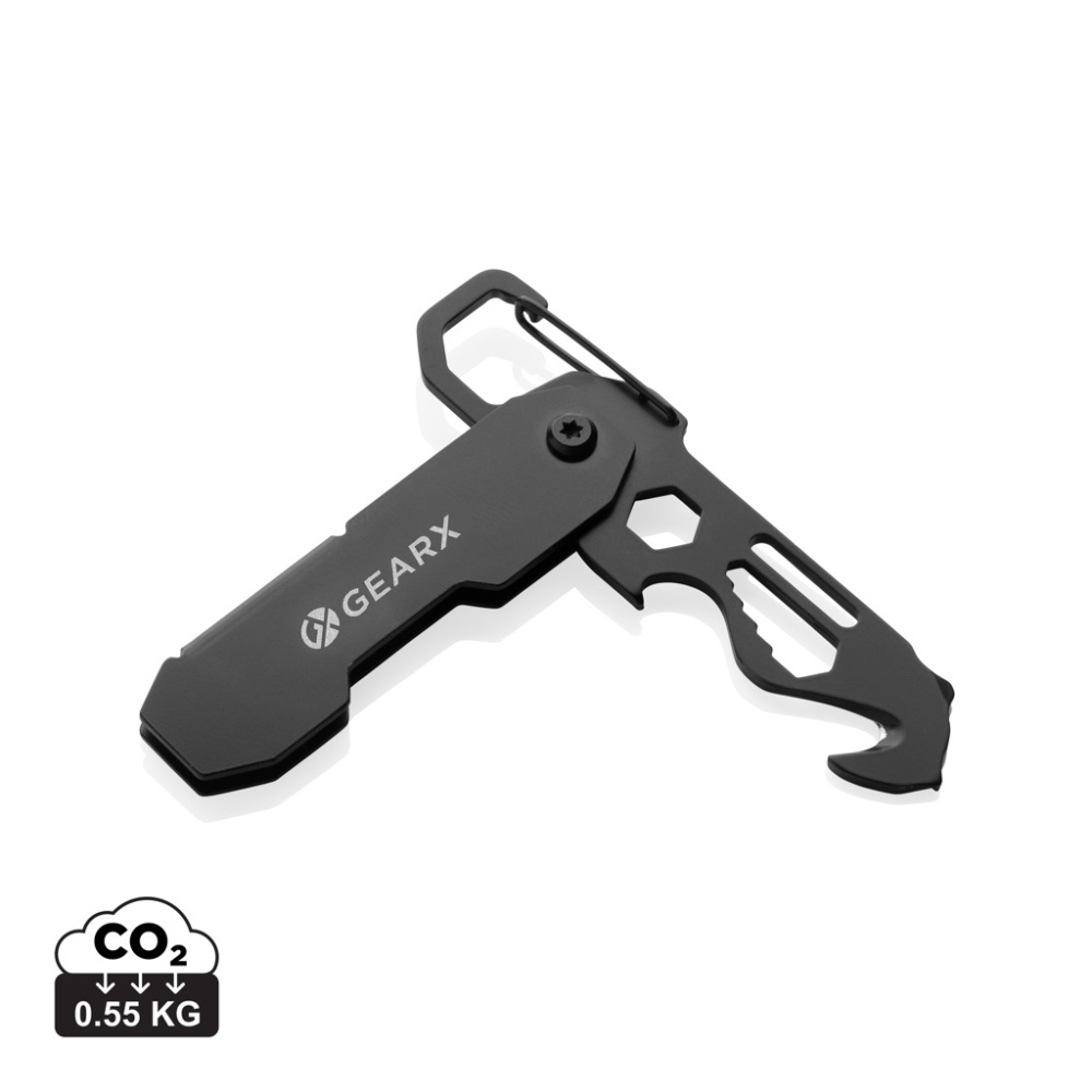 Logotrade presentreklam bild: Gear X hopfällbart EDC-verktyg med karbinhake