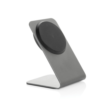 Logotrade kampanjprodukter bild: Terra aluminium 15W magnetisk trådlös telefonställ för mobil
