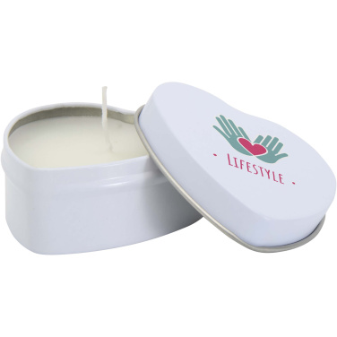 Logotrade reklamprodukter bild: Blissful hjärformad ljusburk med vaniljarom